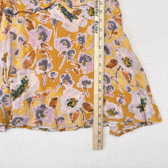 Free People Dress Size 4 Glow Up‎ Mini Short Sleeve Yellow Floral Babydoll NEW - Picture 13 of 13